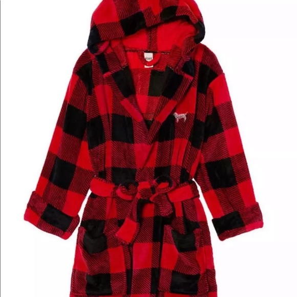 PINK VS Bling Plush Sequin Hooded Cozy NWT Robe - Picture 3 of 3